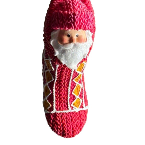 Vintage Style Santa Claus Christmas Stocking Ornament Diamond Pattern  Texture - Picture 5 of 6